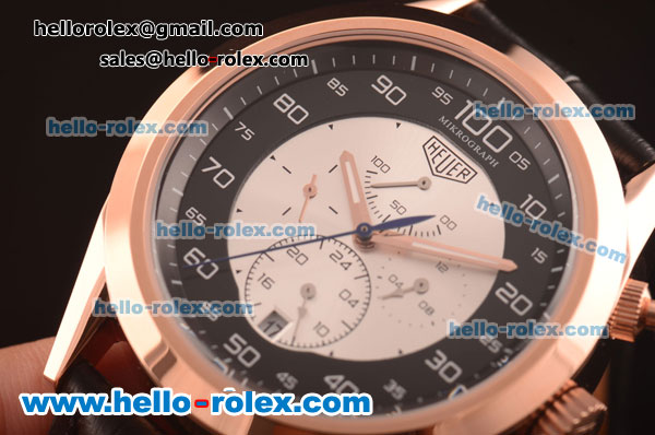 Tag Heuer Mikrograph Asia Automatic Rose Gold Case with Black/White Dial - Click Image to Close
